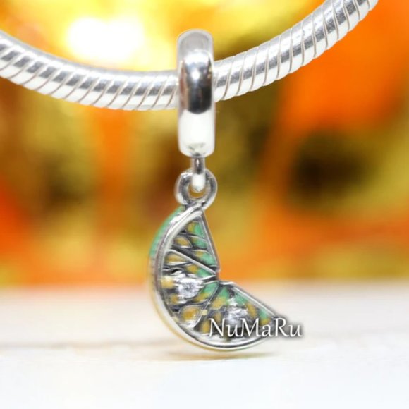PANDORA Lemon Slice Sparkling Fruit Dangle Charm 791696C01 - Picture 3 of 3